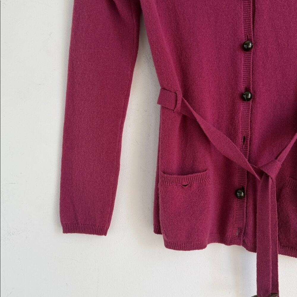 Burberry London 100% cashmere V-neck button up belted knit cardigan sweater XS - Picture 3 of 8